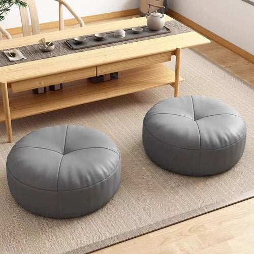 Kalsten | Zen Cushion – Round Japanese Seat Cushion made of Nappa Leather in Tatami Style