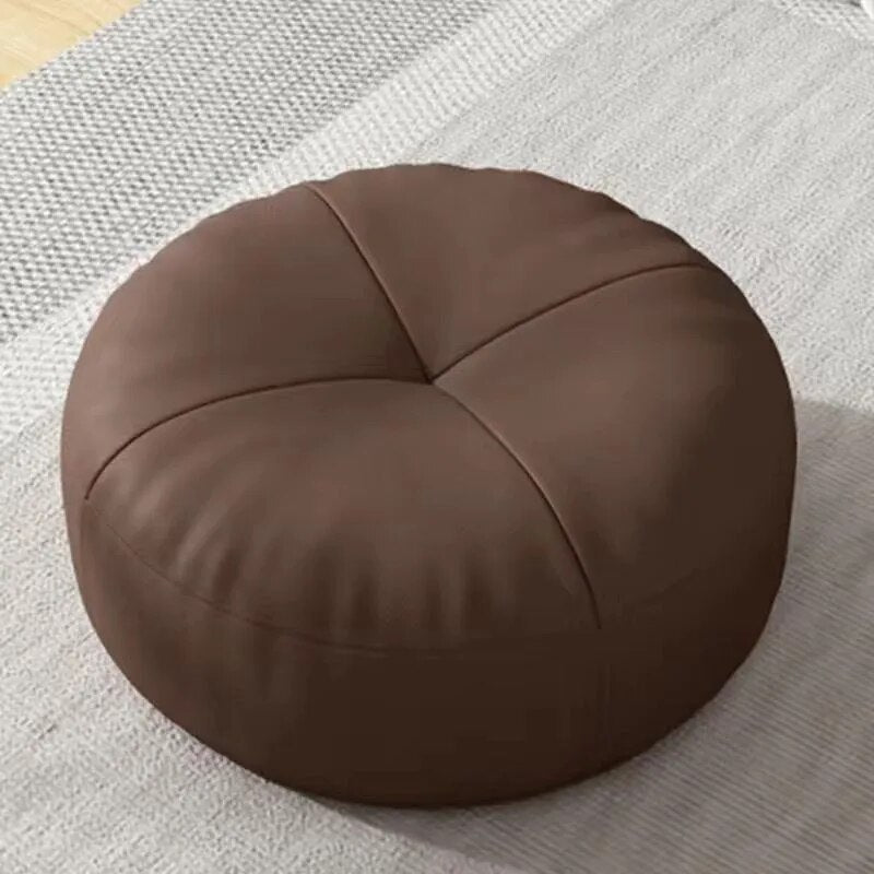 Zen Cushion – Round Japanese Sitting Cushion made of Nappa Leather in Tatami Style | Kalsten