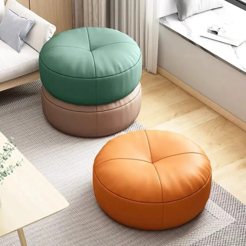 Kalsten | Zen Cushion – Round Japanese Seat Cushion made of Nappa Leather in Tatami Style