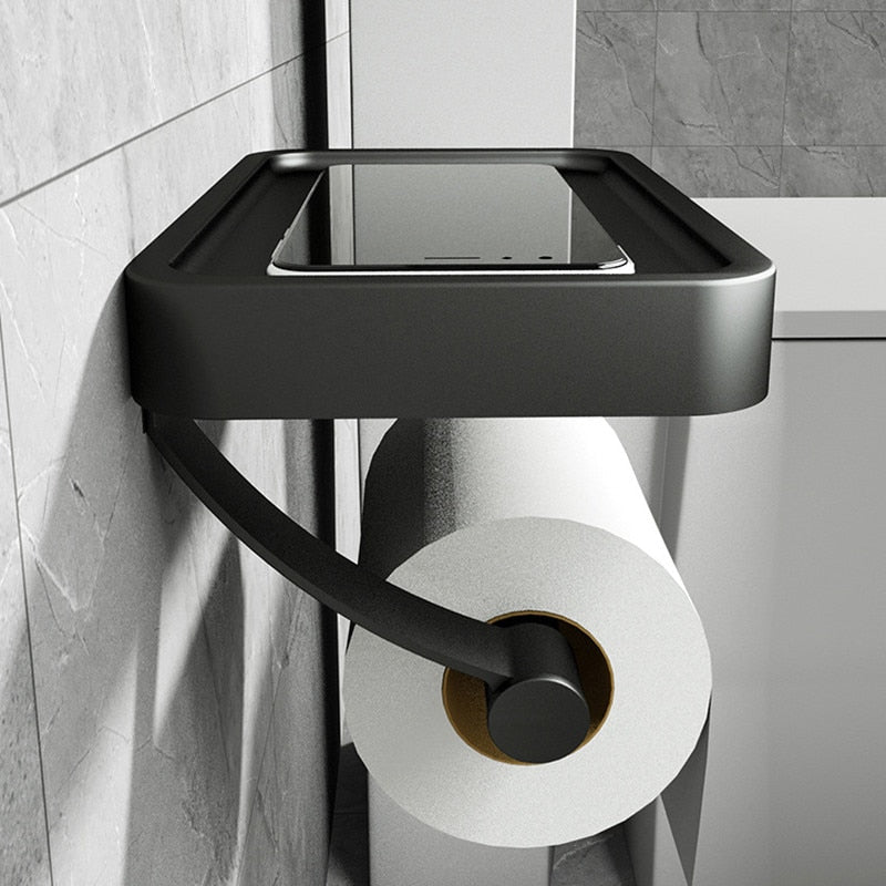 Kalsten | RVS Shelf | Drill-free Toilet Roll Holder with Storage Shelf made of Stainless Steel