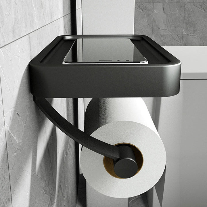Kalsten | RVS Shelf | Drill-free Toilet Roll Holder with Storage Shelf made of Stainless Steel