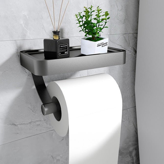 Drill-Free Stainless Steel Toilet Paper Holder with Shelf