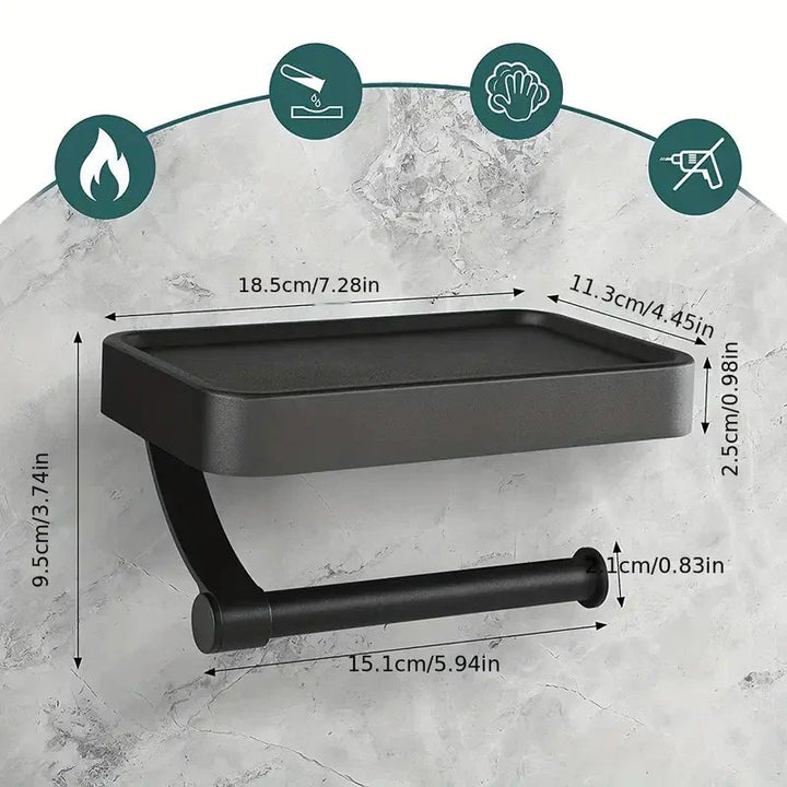 Kalsten | RVS Shelf | Drill-free Toilet Roll Holder with Storage Shelf made of Stainless Steel