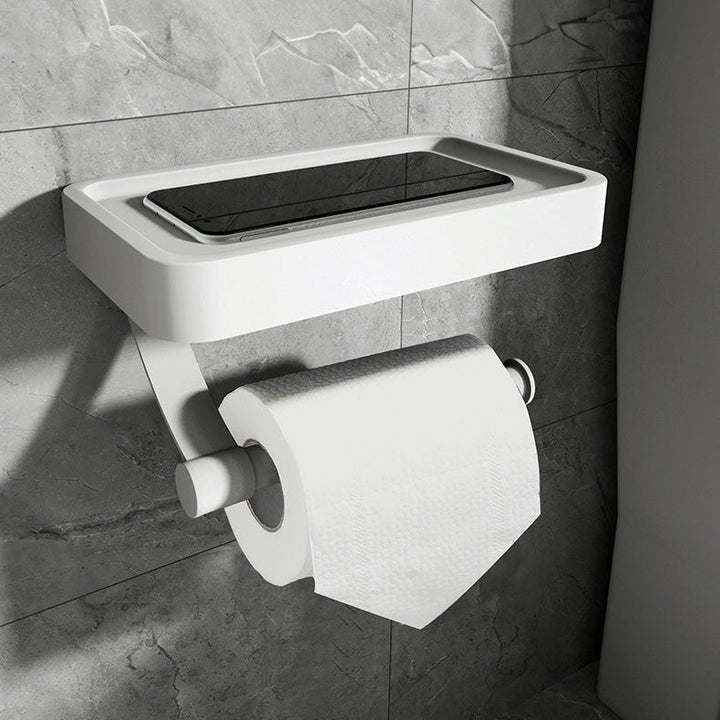 Drill-Free Stainless Steel Toilet Paper Holder with Shelf