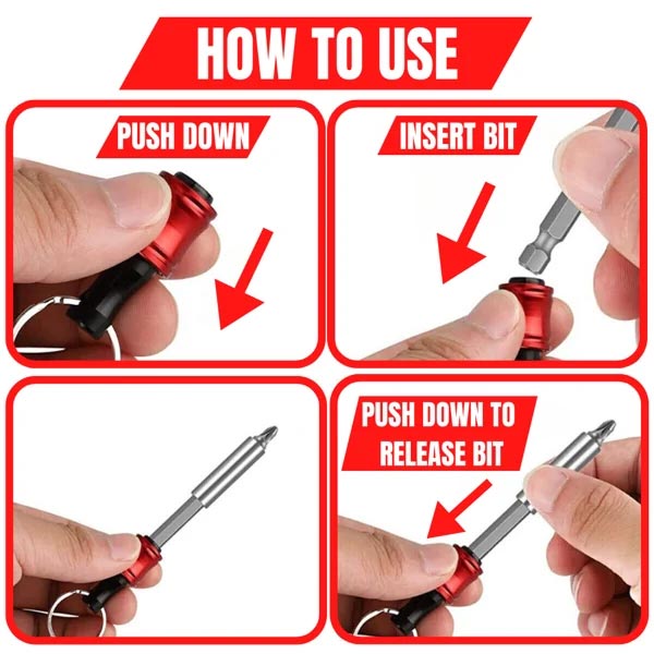Hex Bit Holder Keychain – 1/4" Screwdriver