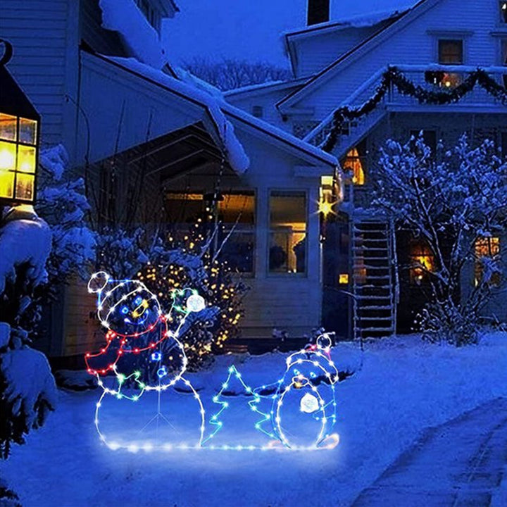 Kalsten | Animated LED Snowball Fight Light | Outdoor Snowman & Penguin Christmas Decor