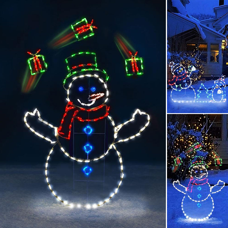 Kalsten | Animated LED Snowball Fight Light | Outdoor Snowman & Penguin Christmas Decor
