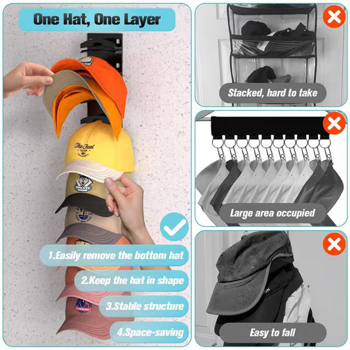 Multi-Layer Hat Organizer for Caps – Dual Mount