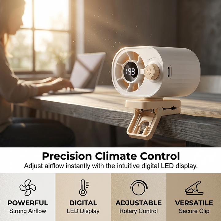 Rechargeable Clip-On Air Cooler for Outdoors | Kalsten