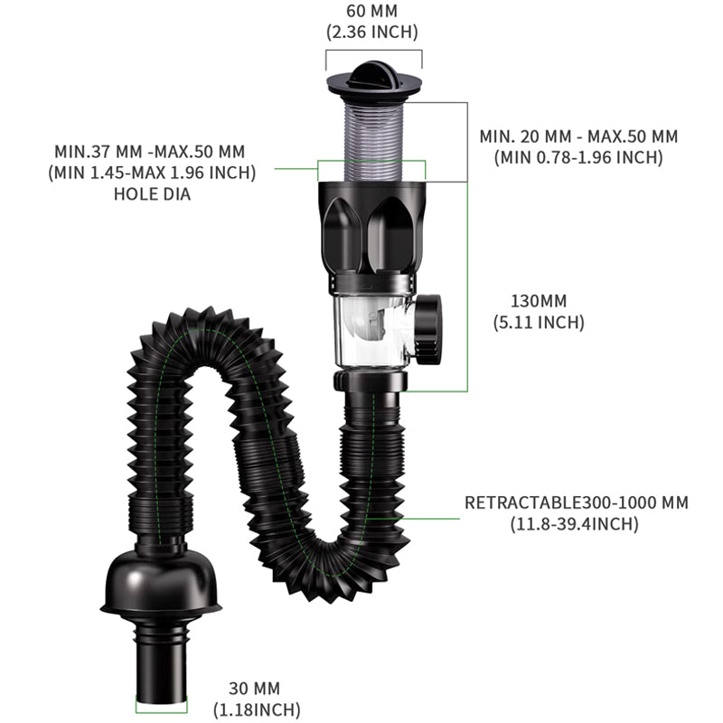 Telescope drain pipe with odor trap | Kalsten