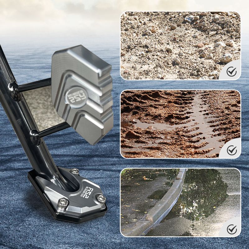 Kalsten | STABILIRIDE – Aluminum Motorcycle Kickstand Pad for Secure Parking