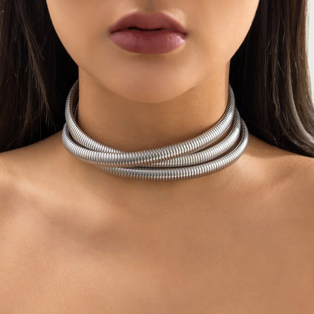 Kalsten | Triple Layer Stacked Chunky Choker Necklace