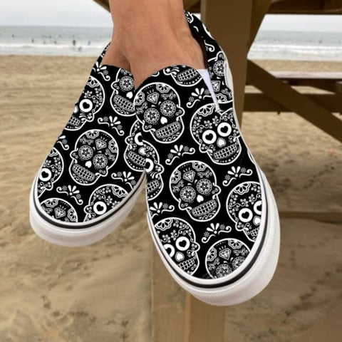 Kalsten | Casual slip-ons made of canvas with skull