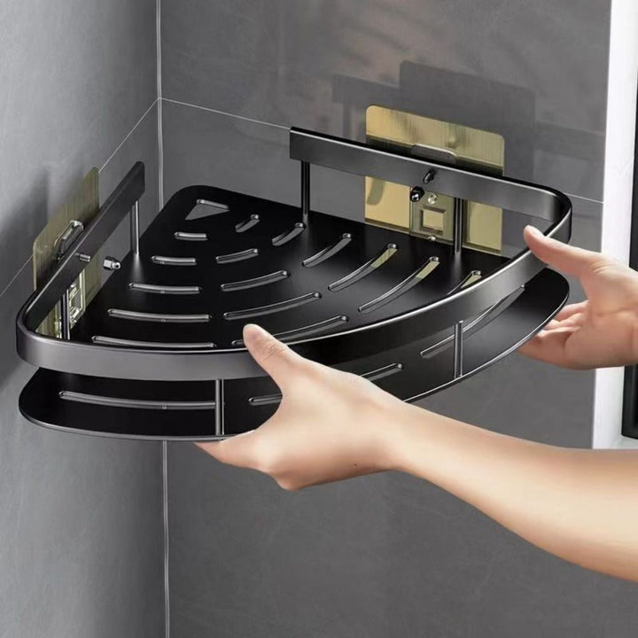 Corner Holder Aluminum Wall Shelf – Space-Saving Bathroom Organizer Without Drilling | Kalsten