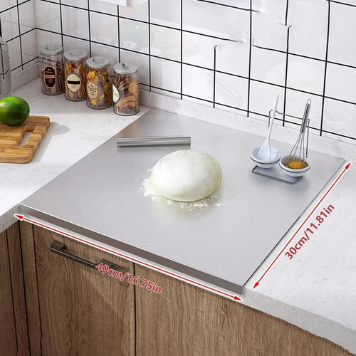 Noxord | High-quality cutting board made of stainless steel with edge – ideal for homemade pizza, pastries, and more!