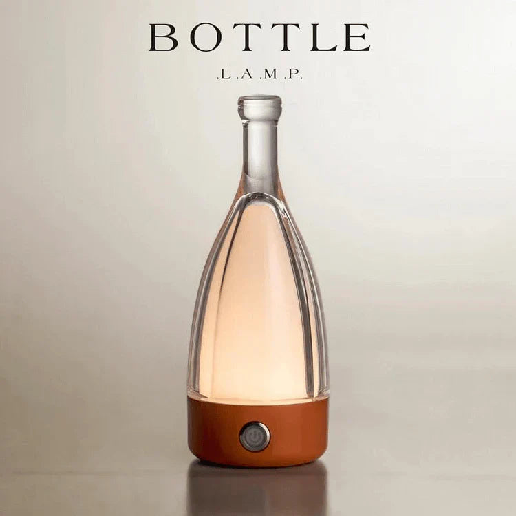 Stylish wine bottle table lamp - Rechargeable with dimmable light Kalsten