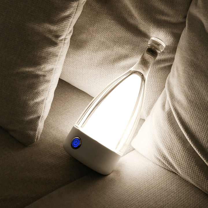 Stylish wine bottle table lamp - Rechargeable with dimmable light Kalsten
