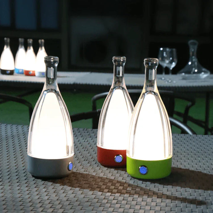 Stylish wine bottle table lamp - Rechargeable with dimmable light Kalsten