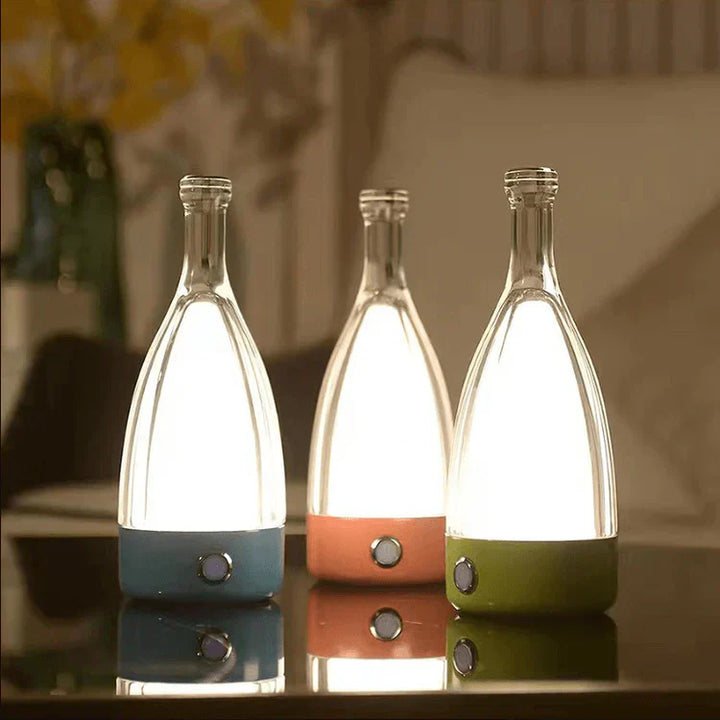 Stylish wine bottle table lamp - Rechargeable with dimmable light Kalsten