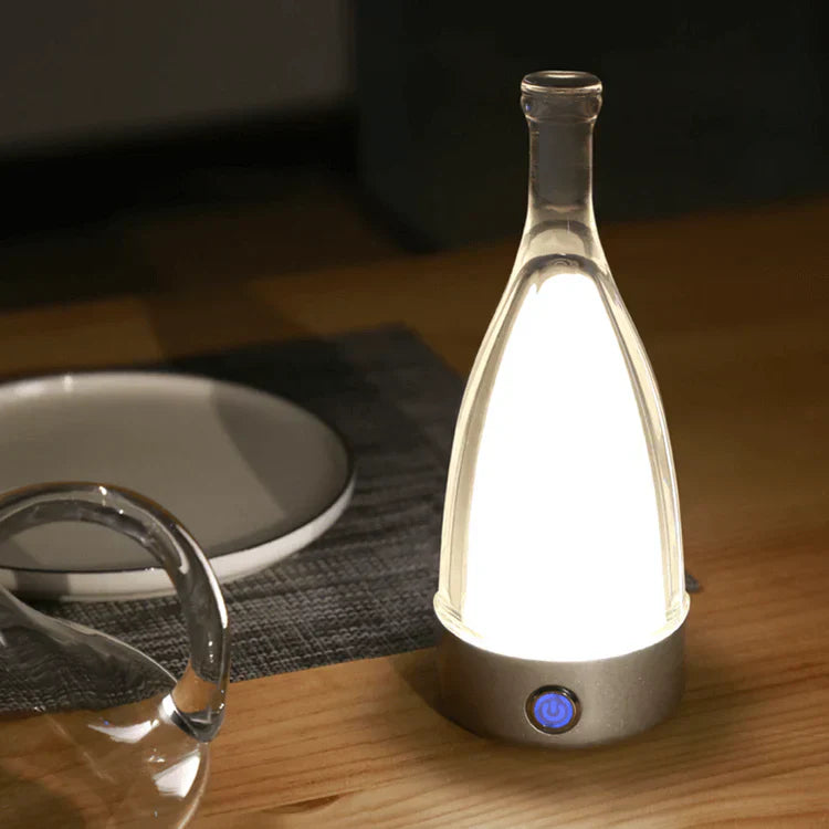 Stylish wine bottle table lamp - Rechargeable with dimmable light Kalsten