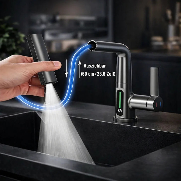 Pull-out kitchen faucet with LED & 5 spray modes | Kalsten