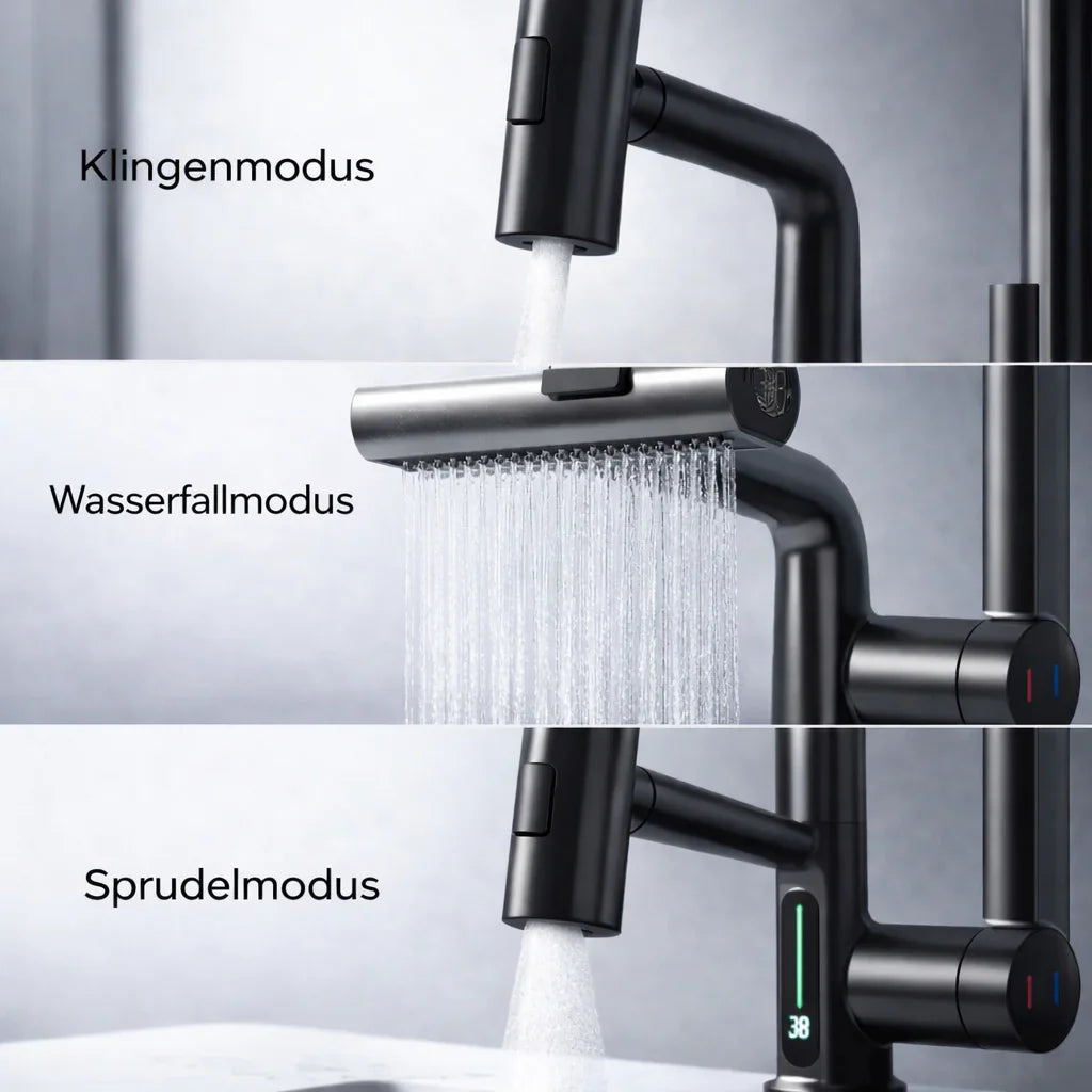 Pull-out kitchen faucet with LED & 5 spray modes | Kalsten
