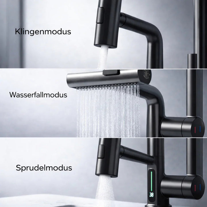 Pull-out kitchen faucet with LED & 5 spray modes | Kalsten