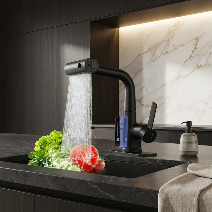 Pull-out kitchen faucet with LED & 5 spray modes | Kalsten