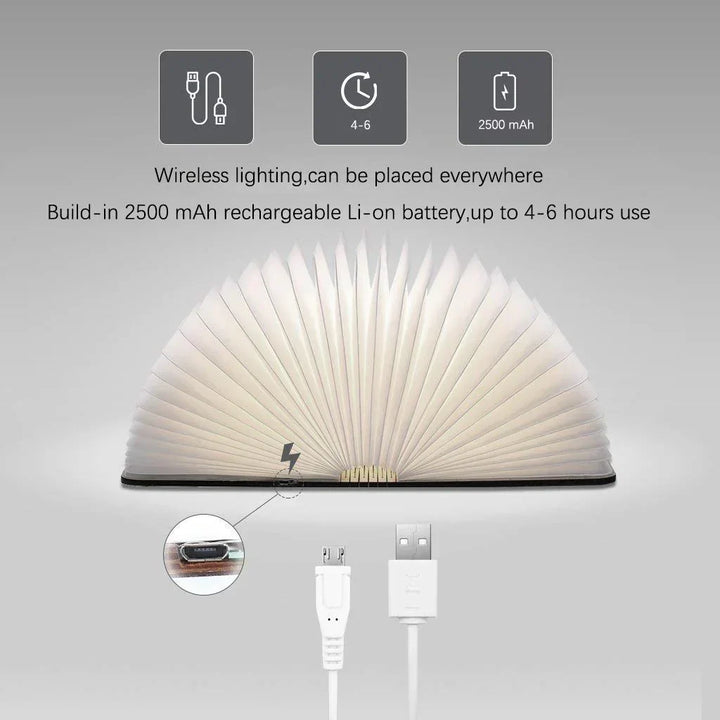 Foldable Wooden LED Book Table Lamp Noxord