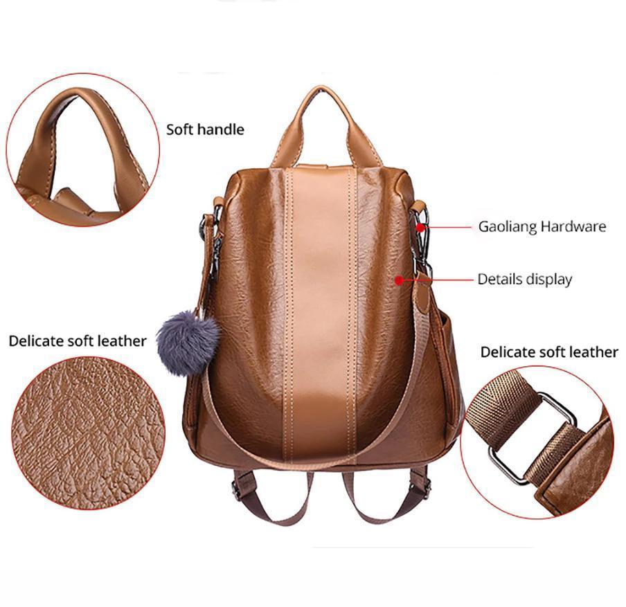 Noxord | Women's Anti-theft Leather Backpack
