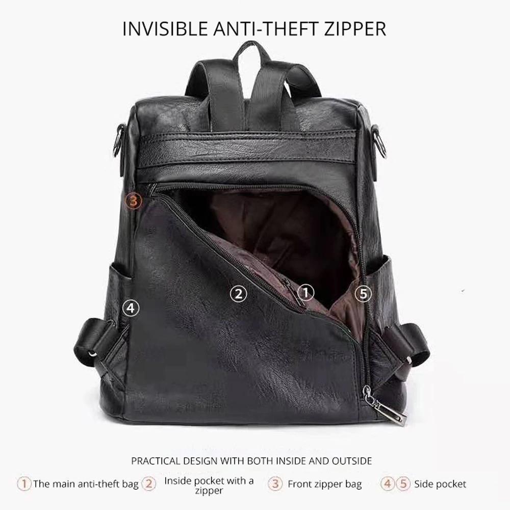 Noxord | Women's Anti-theft Leather Backpack