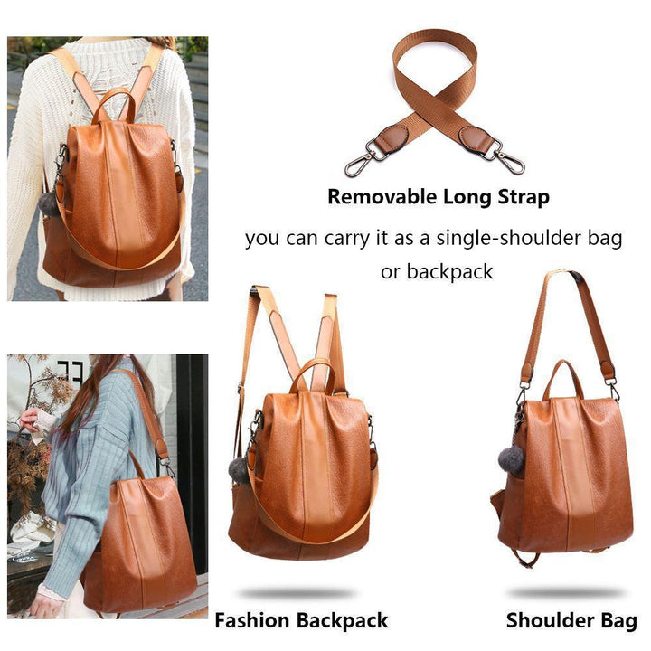 Noxord | Women's Anti-theft Leather Backpack