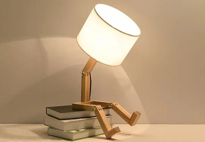 Wooden Table Lamp with Book Holder - RutanFlex | Kalsten