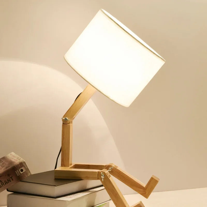 Wooden Table Lamp with Book Holder - RutanFlex | Kalsten