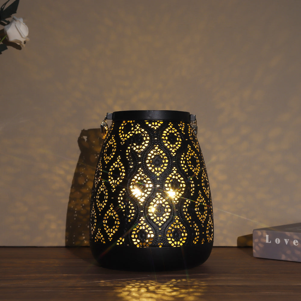 Moroccan Style Black Metal Battery Operated Table Lamp - Cordless Lamp | Kalsten